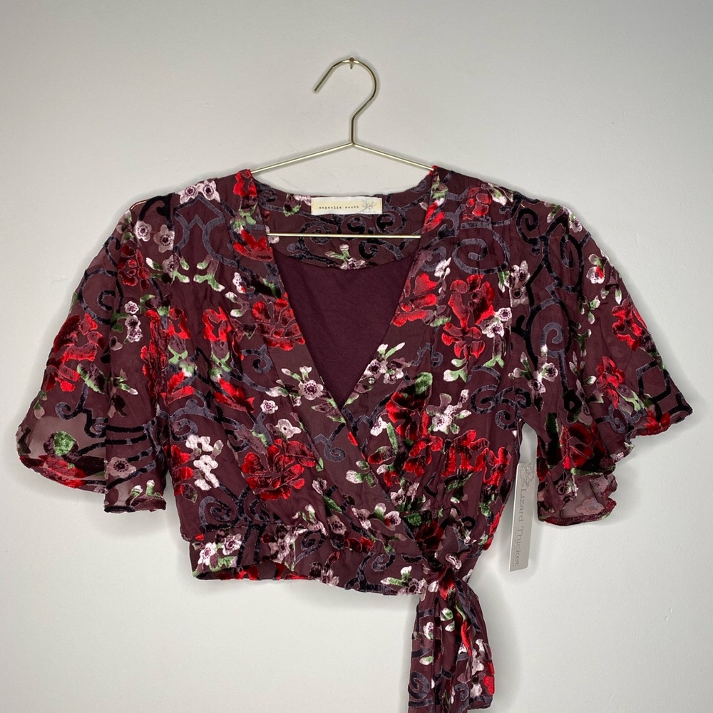 Maroon Floral Velvet Top